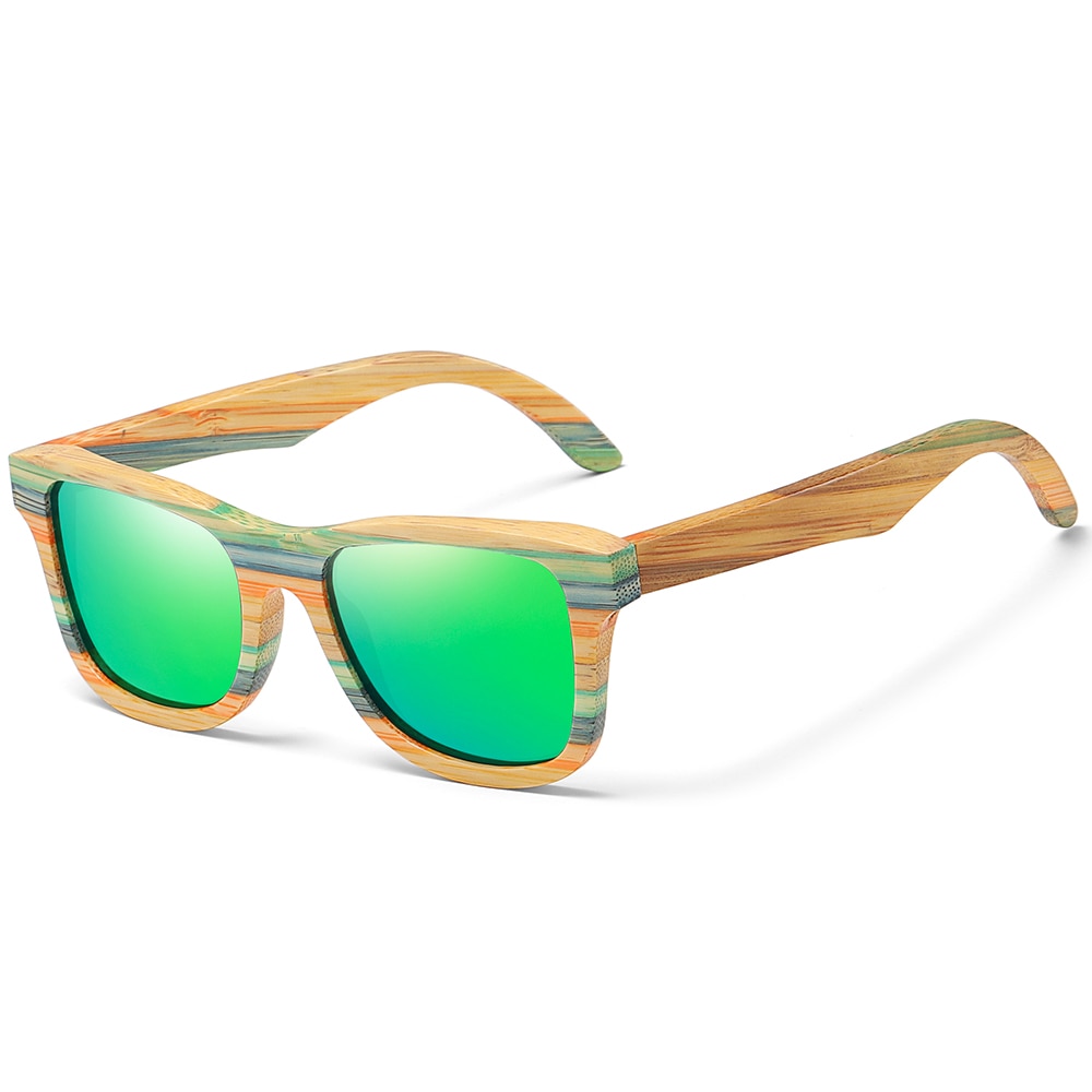 Polarized Bamboo Sunglasses made from Skateboard Wood Sustainable, Carbon Negative, premium apparel by Blis.Surf Chicago