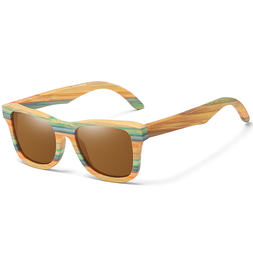 Polarized Bamboo Sunglasses made from Skateboard Wood Sustainable, Carbon Negative, premium apparel by Blis.Surf Chicago