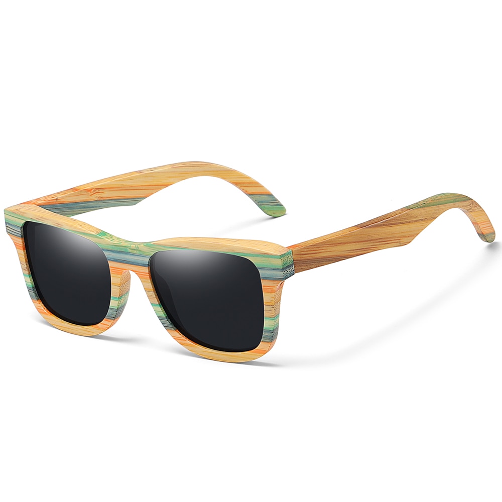 Polarized Bamboo Sunglasses made from Skateboard Wood Sustainable, Carbon Negative, premium apparel by Blis.Surf Chicago