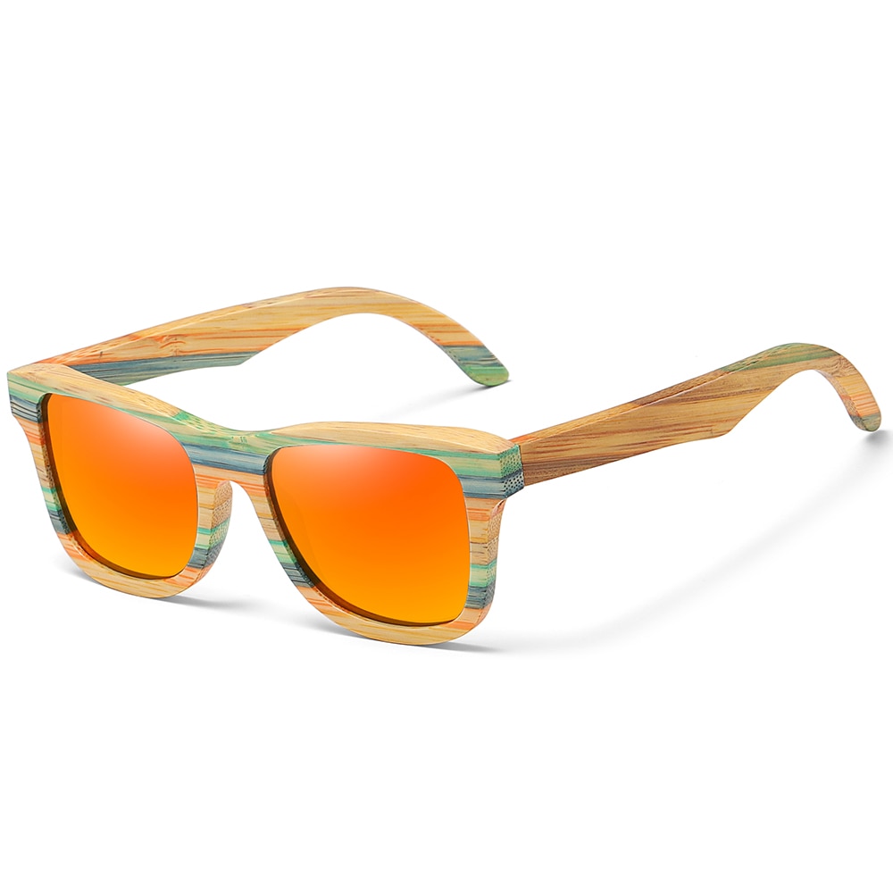 Polarized Bamboo Sunglasses made from Skateboard Wood Sustainable, Carbon Negative, premium apparel by Blis.Surf Chicago